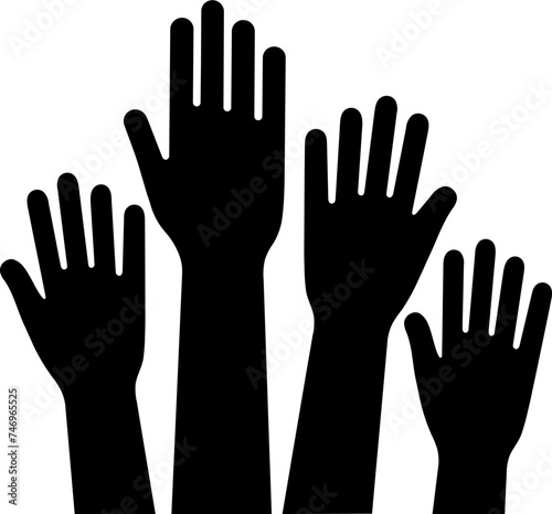Illustration of hands up or volunteer glyph icon.