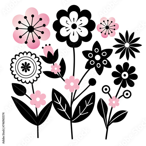 Elements of Flower icons on white background