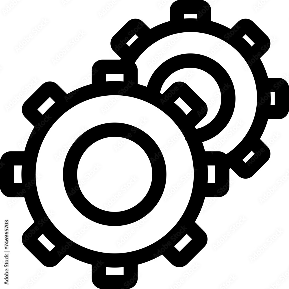 Black line art illustration of cog or setting icon. Black line art illustration of cog or setting icon.