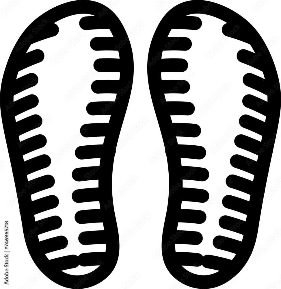 Shoes or slipper print icon in thin line art. Shoes or slipper print icon in thin line art.