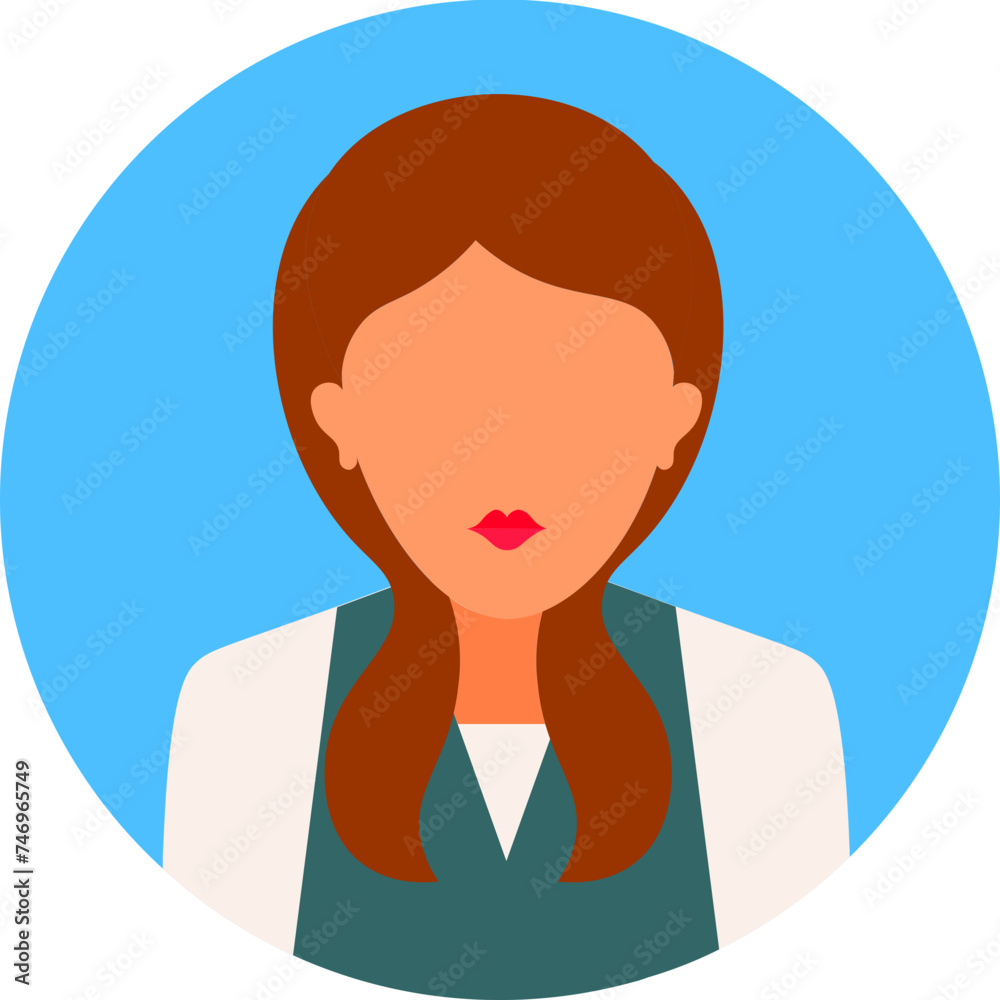Young Woman Character icon in flat style. Young Woman Character icon in flat style.