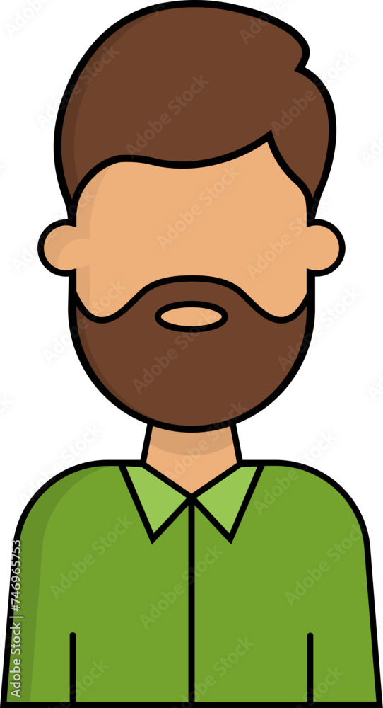 Vector illustration of Bearded man character icon. Vector illustration of Bearded man character icon.
