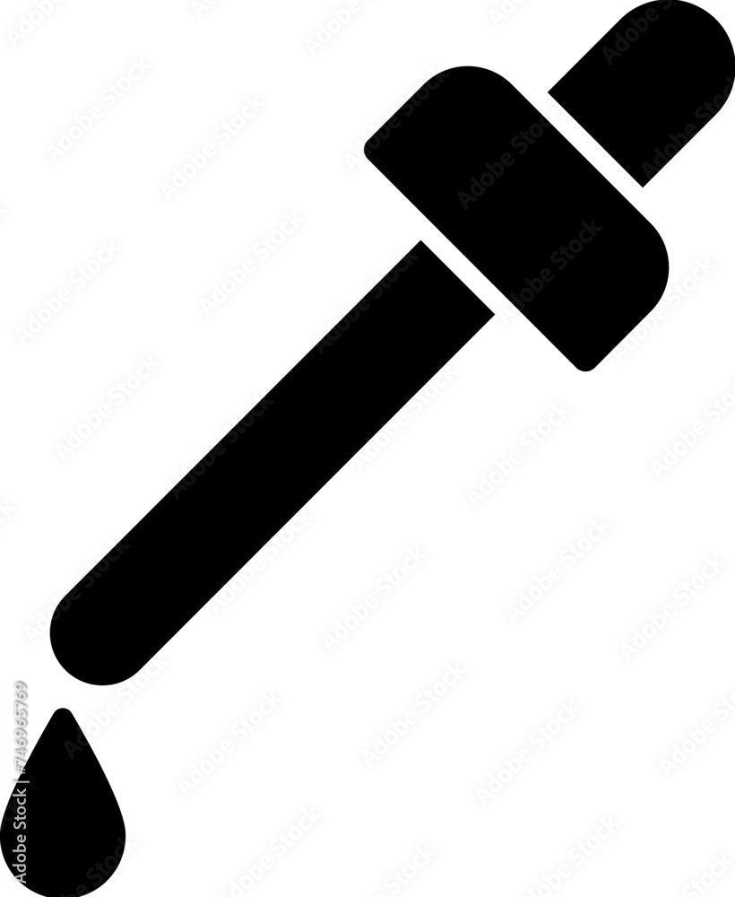 Flat style dropper or pipette glyph icon. Flat style dropper or pipette glyph icon.