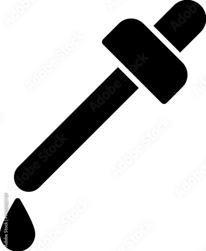 Flat style dropper or pipette glyph icon.