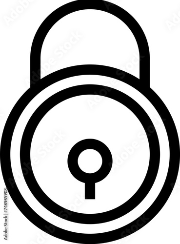 Lock icon or symbol in line art.