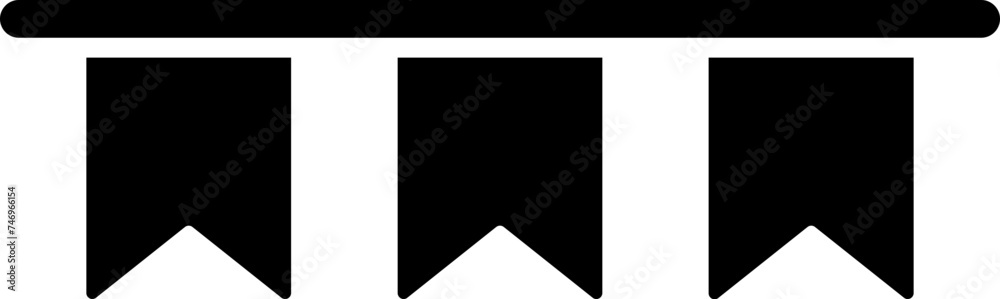 Bunting flags icon in black color. Bunting flags icon in black color.