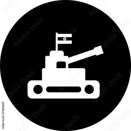 Indian army tank glyph icon in flat style.