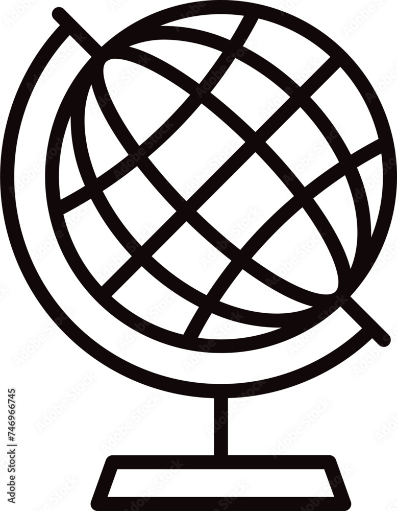 Globe on stand icon black in line art.
