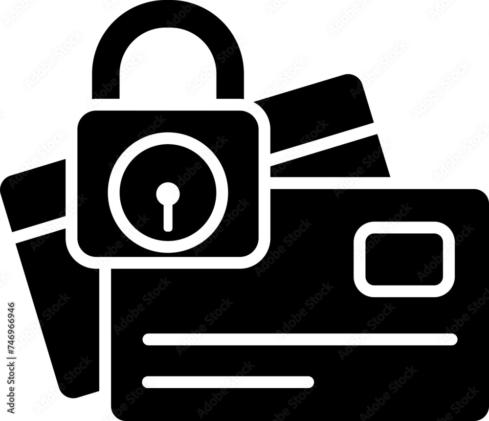 B&W illustration of credit card block icon. B&W illustration of credit card block icon.