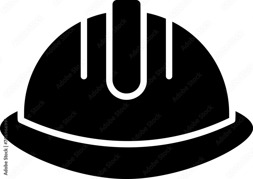 Construction helmet icon in b&w color. Construction helmet icon in b&w color.