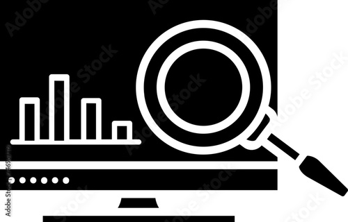 Online financial searching app in computer icon.