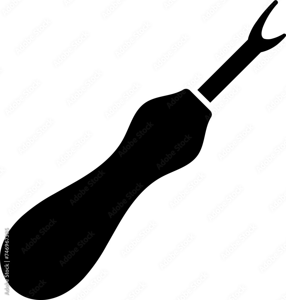 Seam ripper icon in black color.