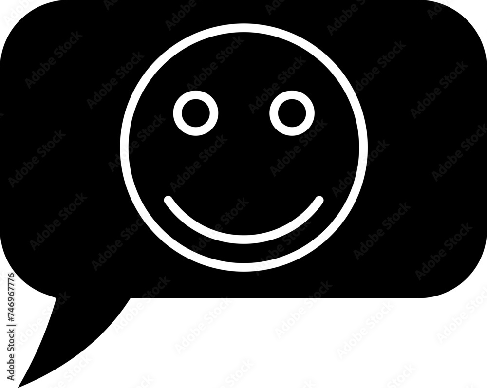 Smiley speech bubble or good review icon.