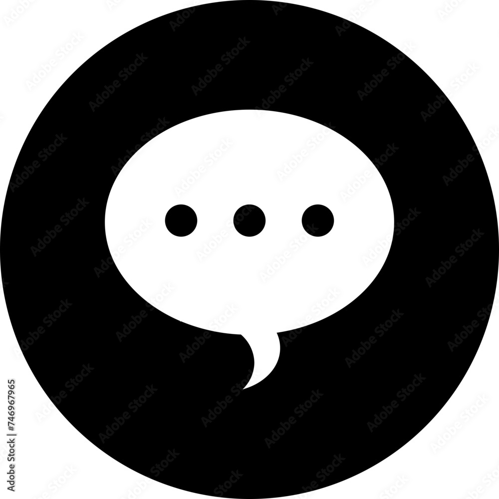 Fototapeta premium B&W illustration of speech bubble or comment icon.