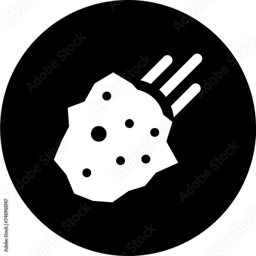 B&W illustration of meteorite icon.