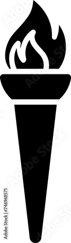 Flaming torch icon in B&W color.