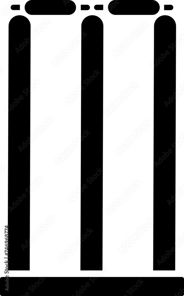 Wicket stump icon in black color. Wicket stump icon in black color.