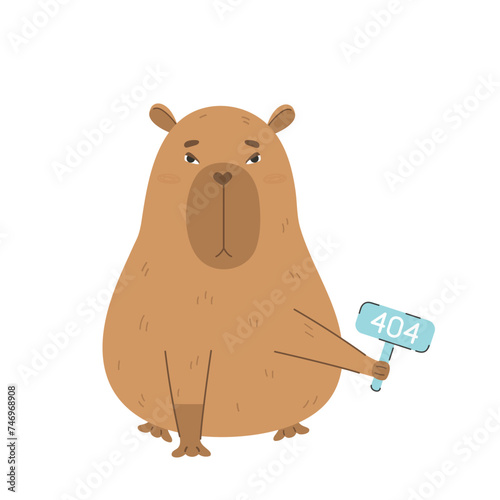 Funny capybara holds sign error 404 message