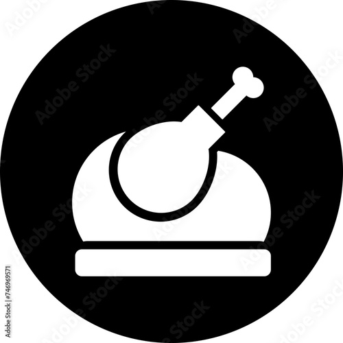 Roast chicken icon in b&w color.