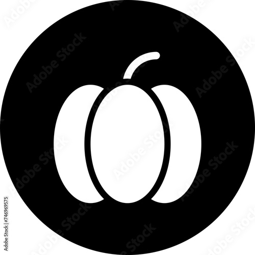 B&W pumpkin icon in flat style.