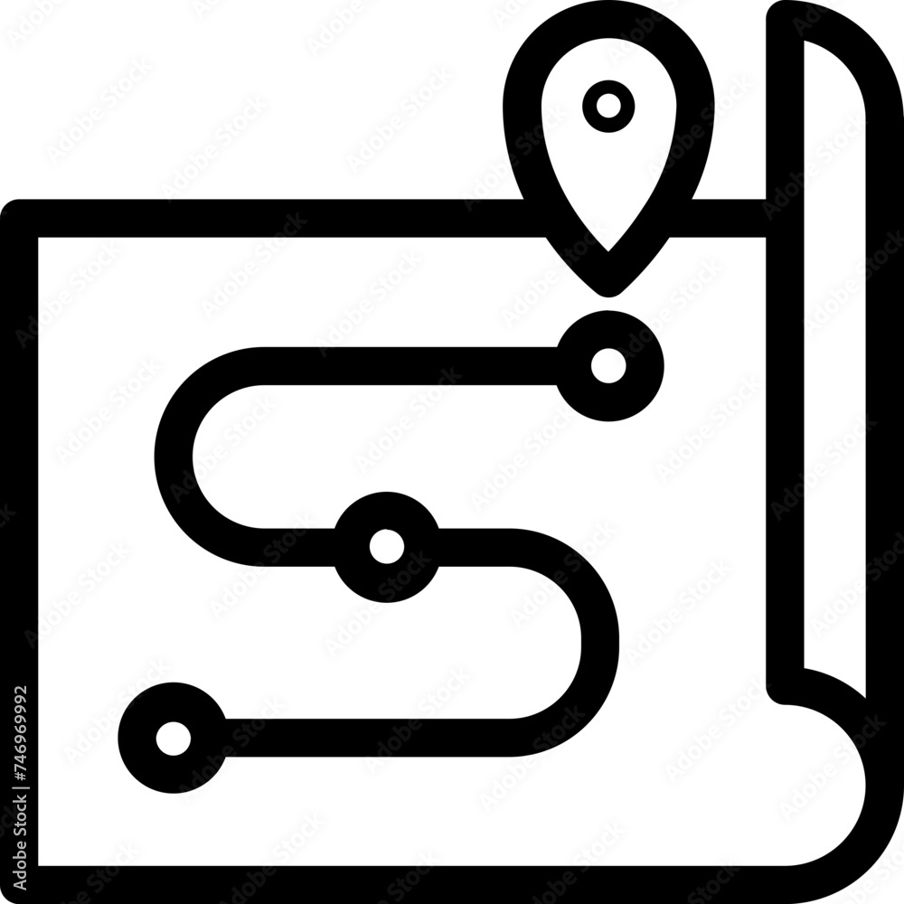 Map navigation icon in line art. Map navigation icon in line art.