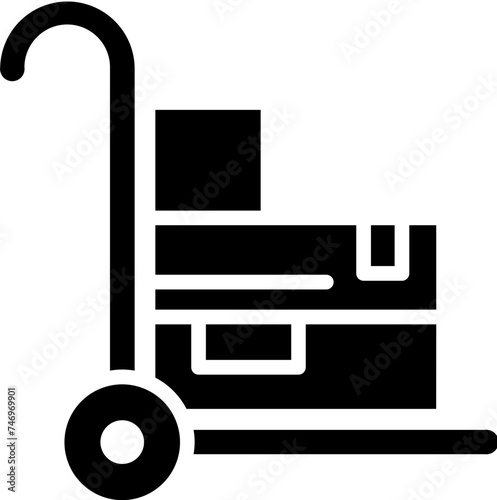Glyph illustration of cargo pushcart icon or symbol.