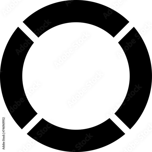 B&W lifesaver icon or symbol.