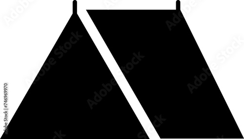 Flat style tent icon in b&w color.