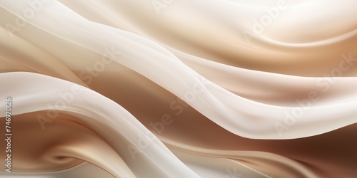 Abstract white and Brown  silk fabric weave of cotton or linen satin fabric lies texture background.
