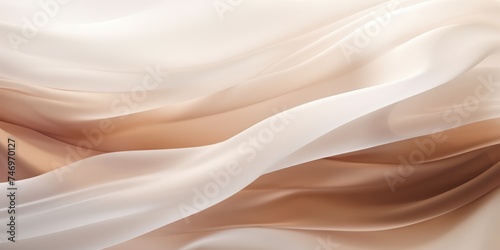 Abstract white and Brown  silk fabric weave of cotton or linen satin fabric lies texture background.