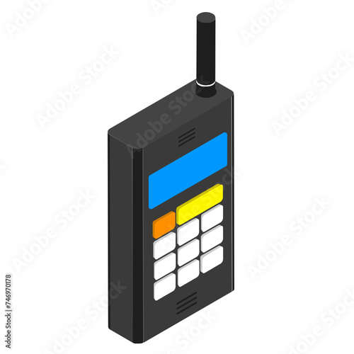 3D isometric walkie talkie icon.