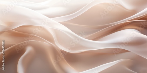 Abstract white and Brown  silk fabric weave of cotton or linen satin fabric lies texture background.