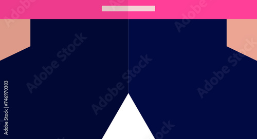 Short pant icon in blue and pink color.