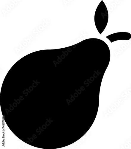 Vector illustration of pear with leaf icon.