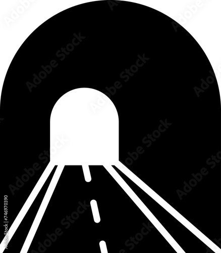 Road tunnel icon in b&w color.