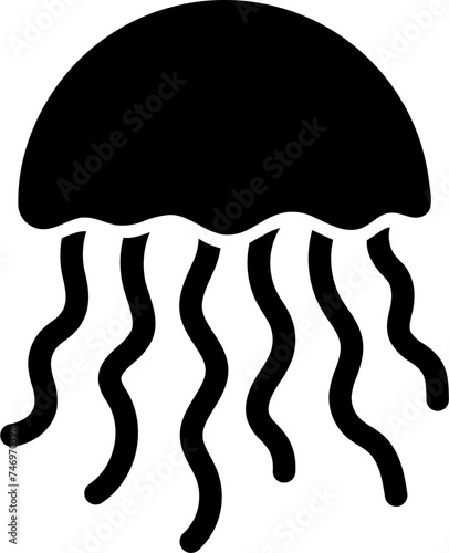 B&W illustration of jellyfish icon.