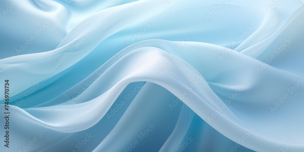 Abstract white and Cyan silk fabric weave of cotton or linen satin fabric lies texture background.