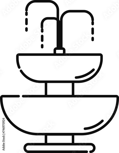 Flat illustration of fountain icon in line art.