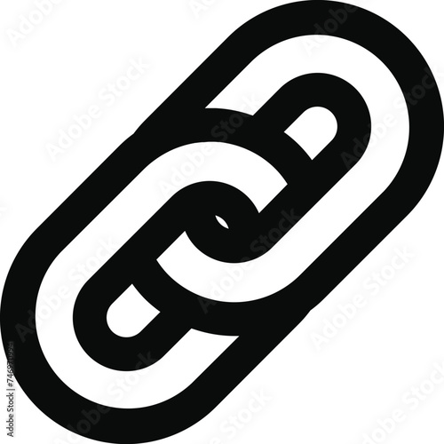 Black line art illustration of Link or Chain icon.