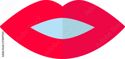 Red kissing symbol on white background.
