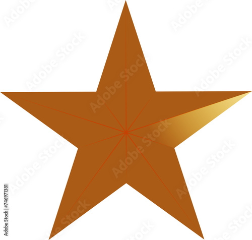 Vector illustration of golden paper origami star.