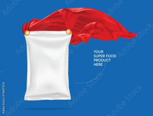 Mock-up design. Mockup template for a superfood product. Your product here. Your logo here