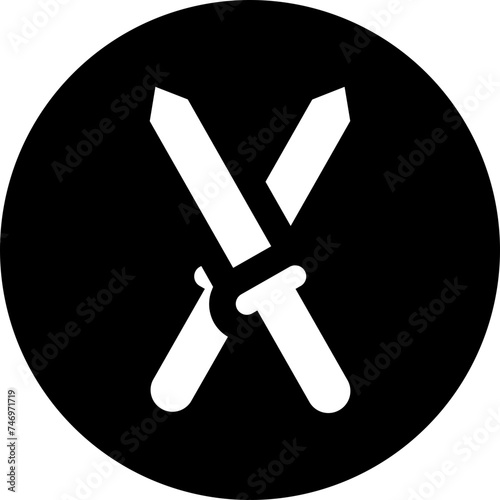Cross swords glyph icon in flat style.
