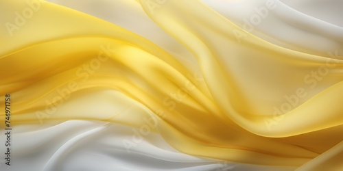Abstract white and Deep Yellow  silk fabric weave of cotton or linen satin fabric lies texture background.