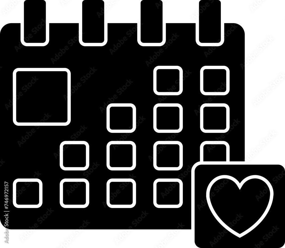 B&W calendar or reminder icon for wedding.