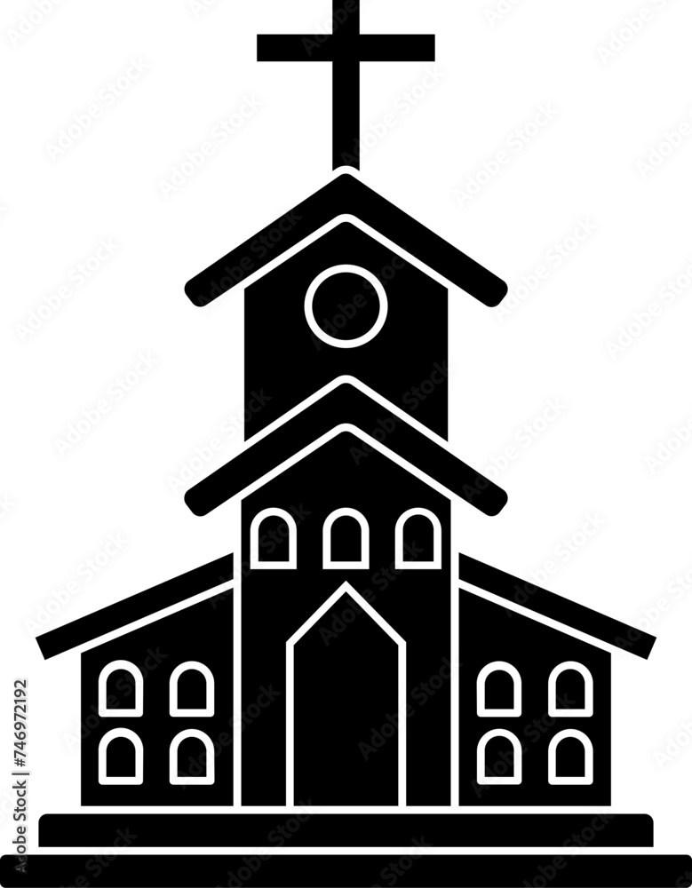 B&W church icon in flat style. B&W church icon in flat style.