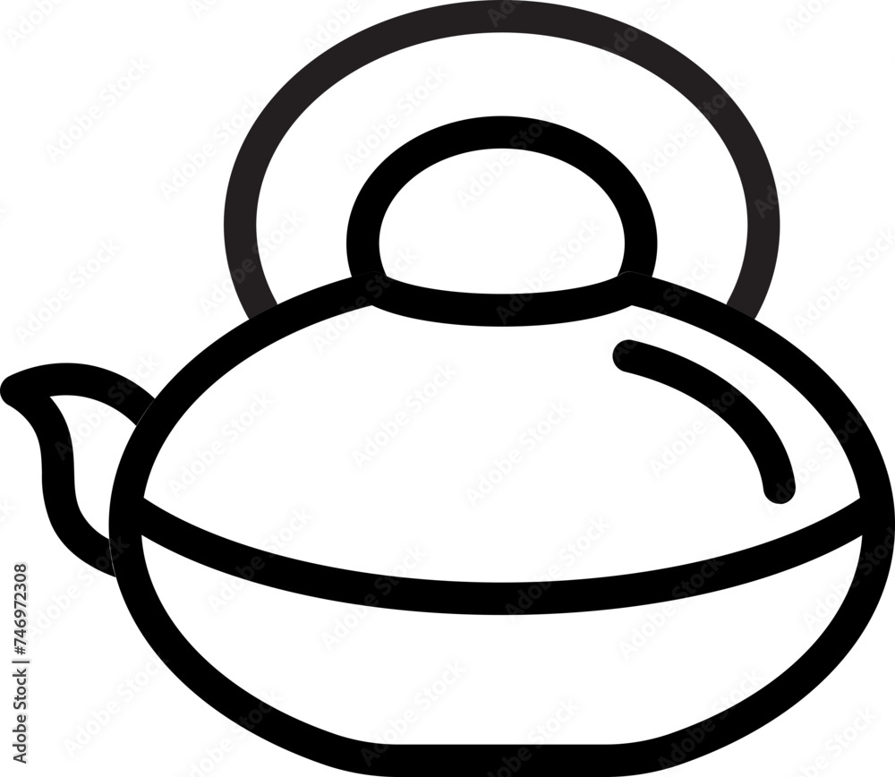 Illustration of teapot icon in line art.