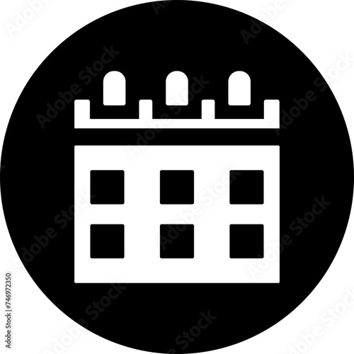 Flat style calendar icon in b&w color.