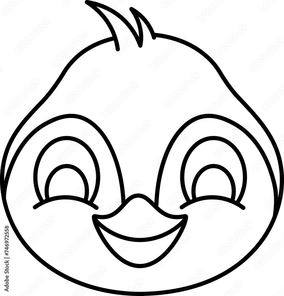 Cartoon Penguin Face Icon in Black Outline. Cartoon Penguin Face Icon in Black Outline.