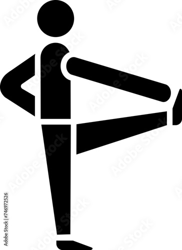 Man stretching arms and flexing legs flat icon.